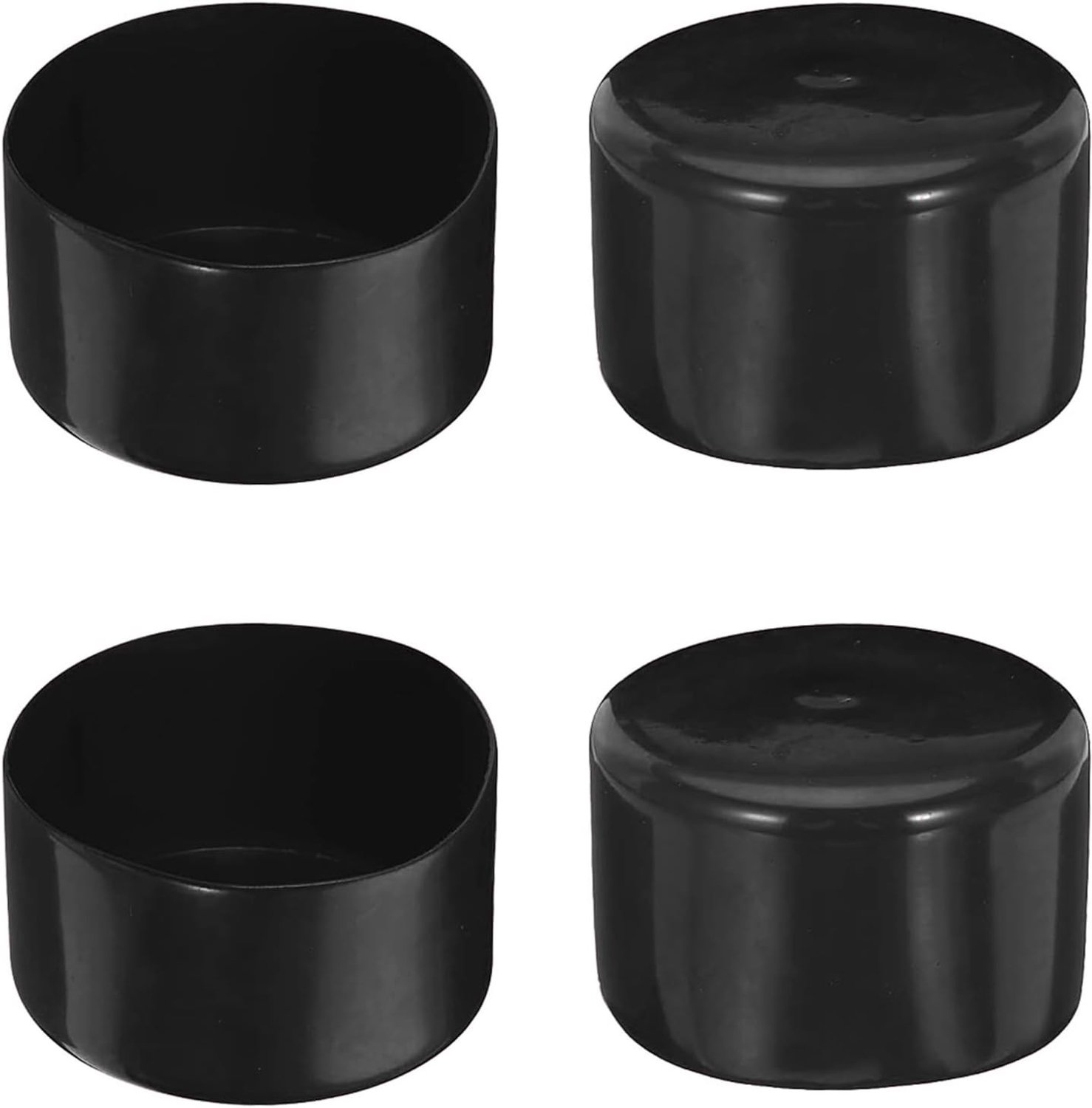 4PCS Rubber End Caps, 80mm ID Round Tube Bolt Cap, Protective Cover Rubber End Caps, Flexible Prop Protector PVC Cap for Pipes, Fence, Pipe Post, Furniture, Handrail (BK)