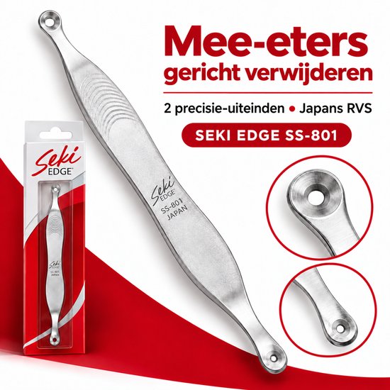 RVS comedonenlepel met twee precisie-uiteinden van Seki Edge, model SS-801.