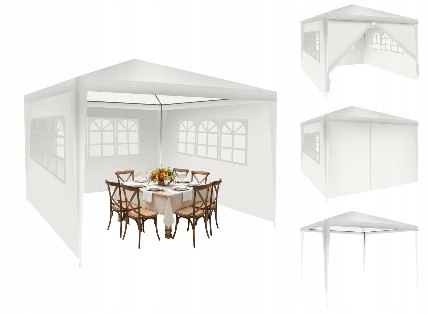 Klik Tent 3x3m Beige met 4 Wanden - Paviljoen