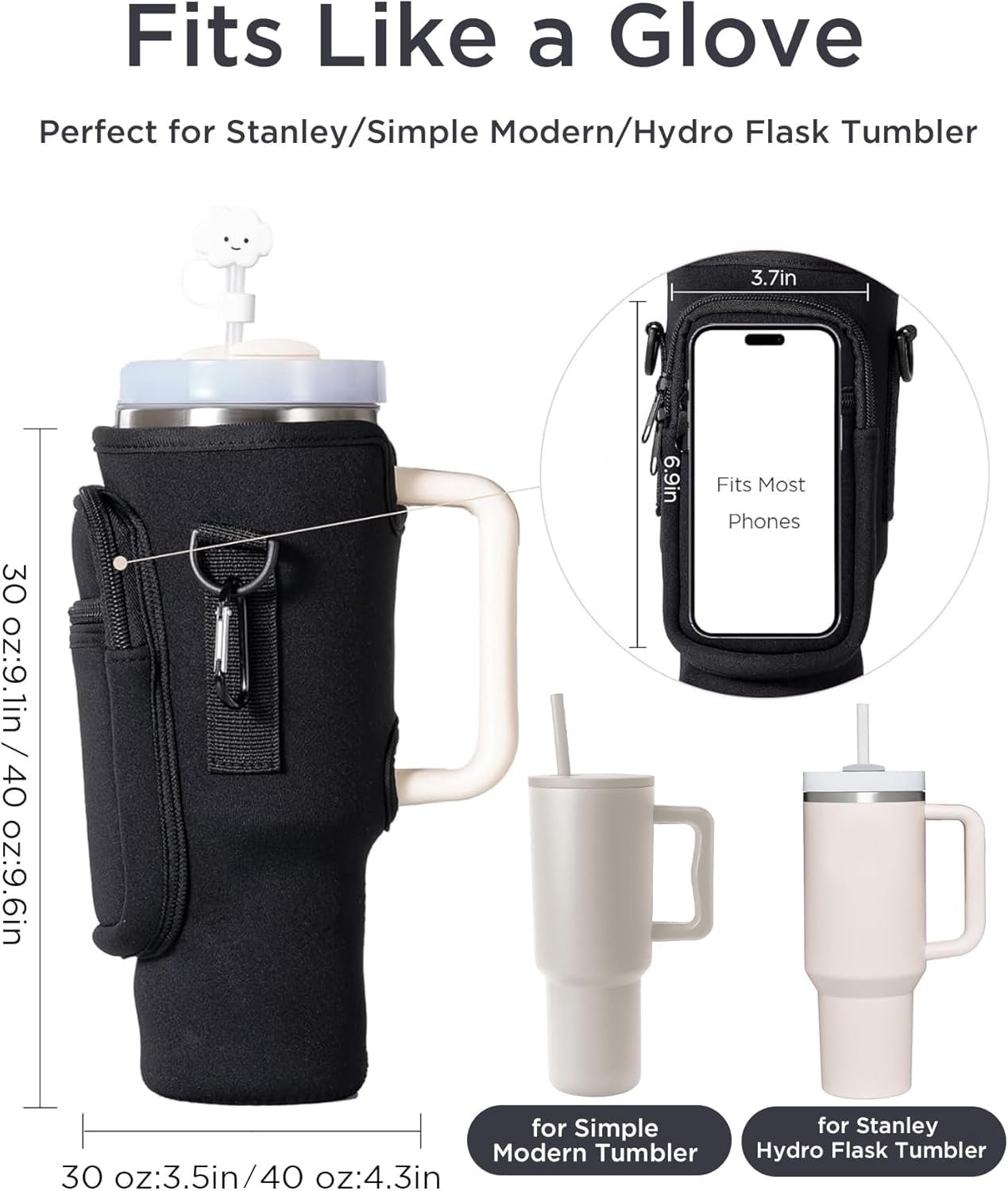 Draagtas voor waterflessen met telefoonvak - Neopreen - Verstelbare riem - Perfecte houder voor onderweg - ShopVlot