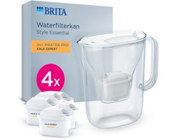 BRITA Waterfilterkan Style Essential Cool - 2,4L - Wit - incl. 4x MAXTRA PRO Kalk Expert W