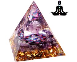 Weigudoc Chakra Stones Reiki Orgonite Pyramid, Amethyst Tree of Life, Healing Gemstones for Chakra Meditation Home - ShopVlot