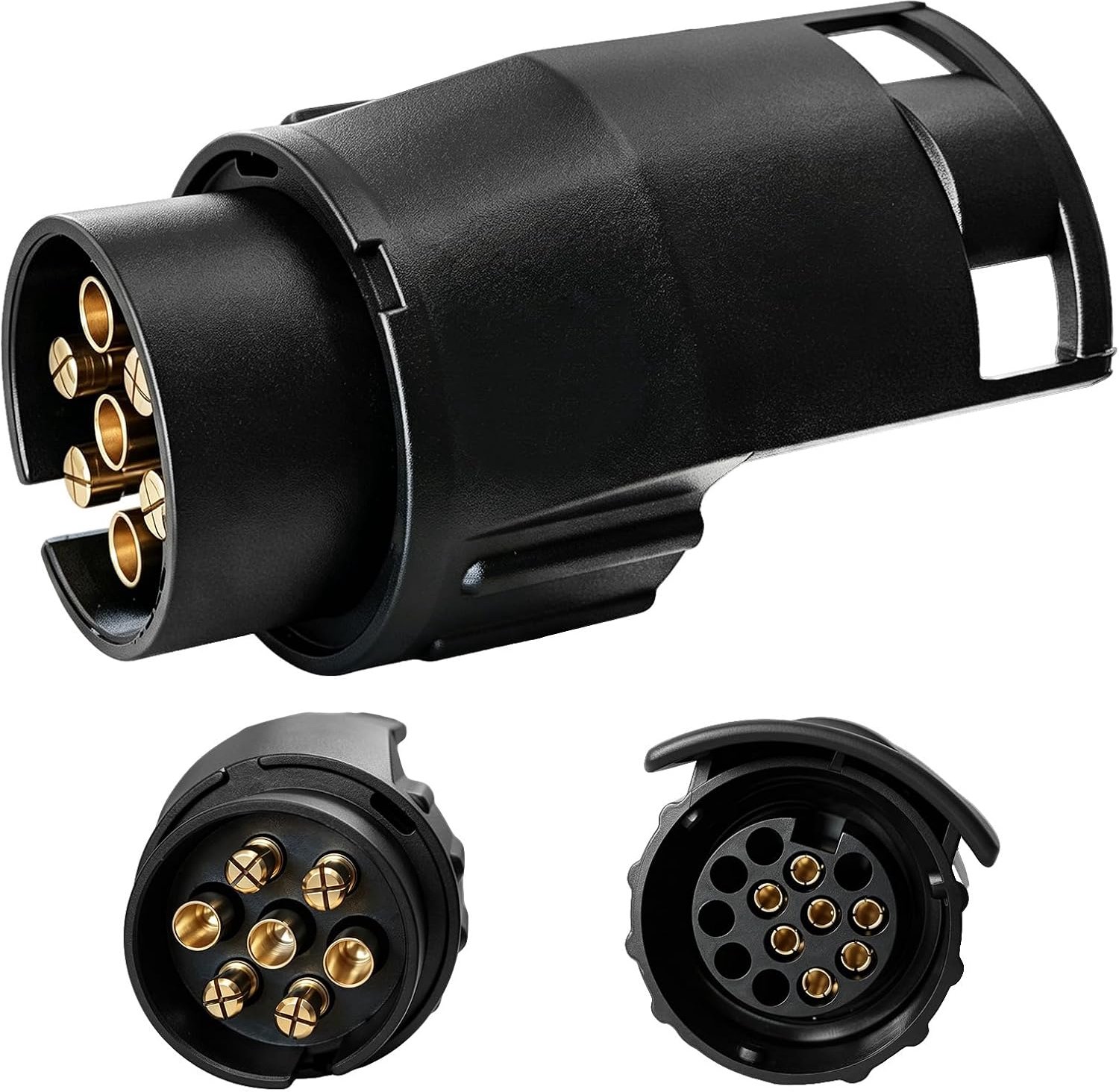 Trailer Adapter, 7 Pin to 13 Pin, Black, for Car, Trailer, Truck, Caravan, Towbar - ShopVlot