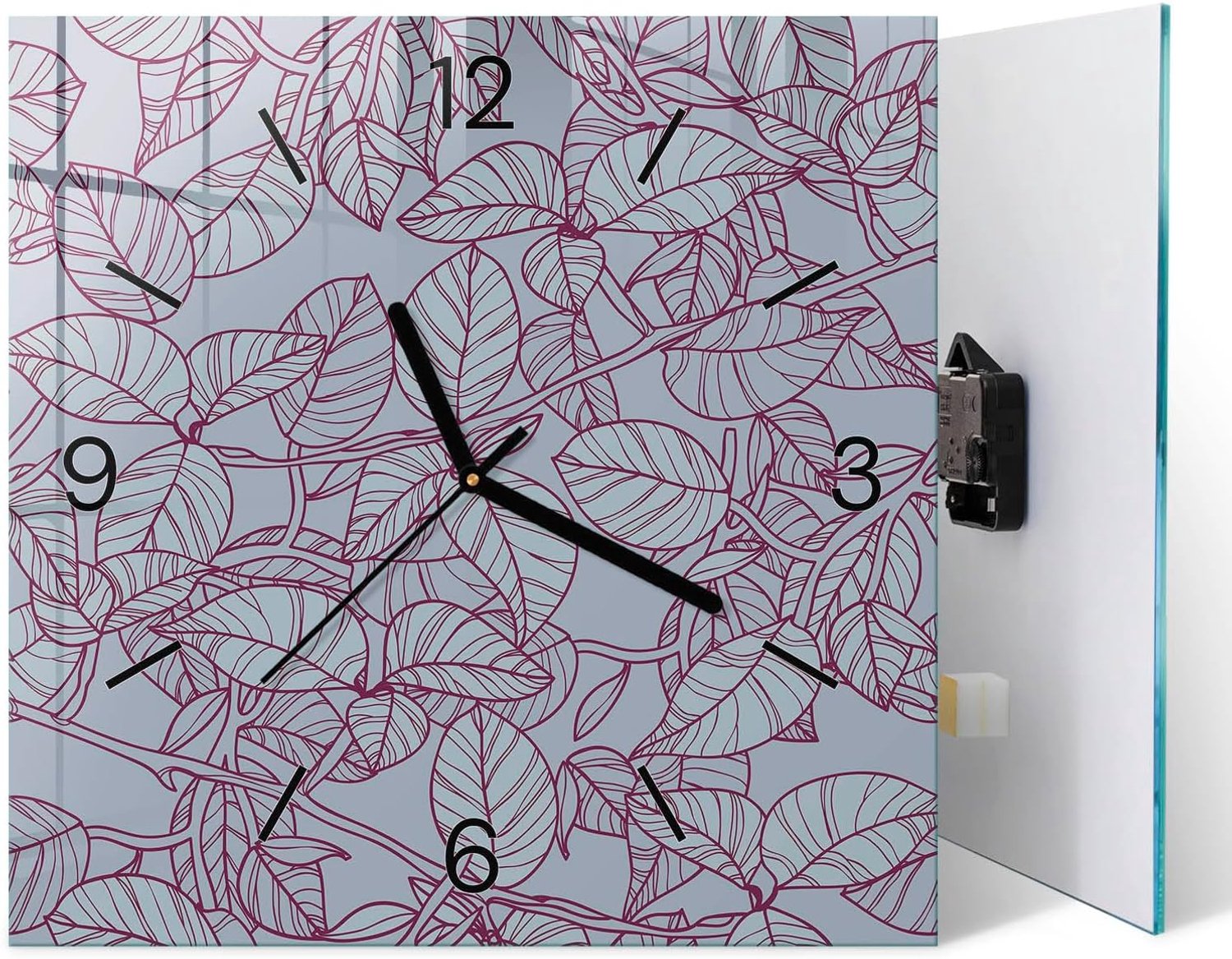 Decoratieve wandklok 30x30 cm | Bladpatroon