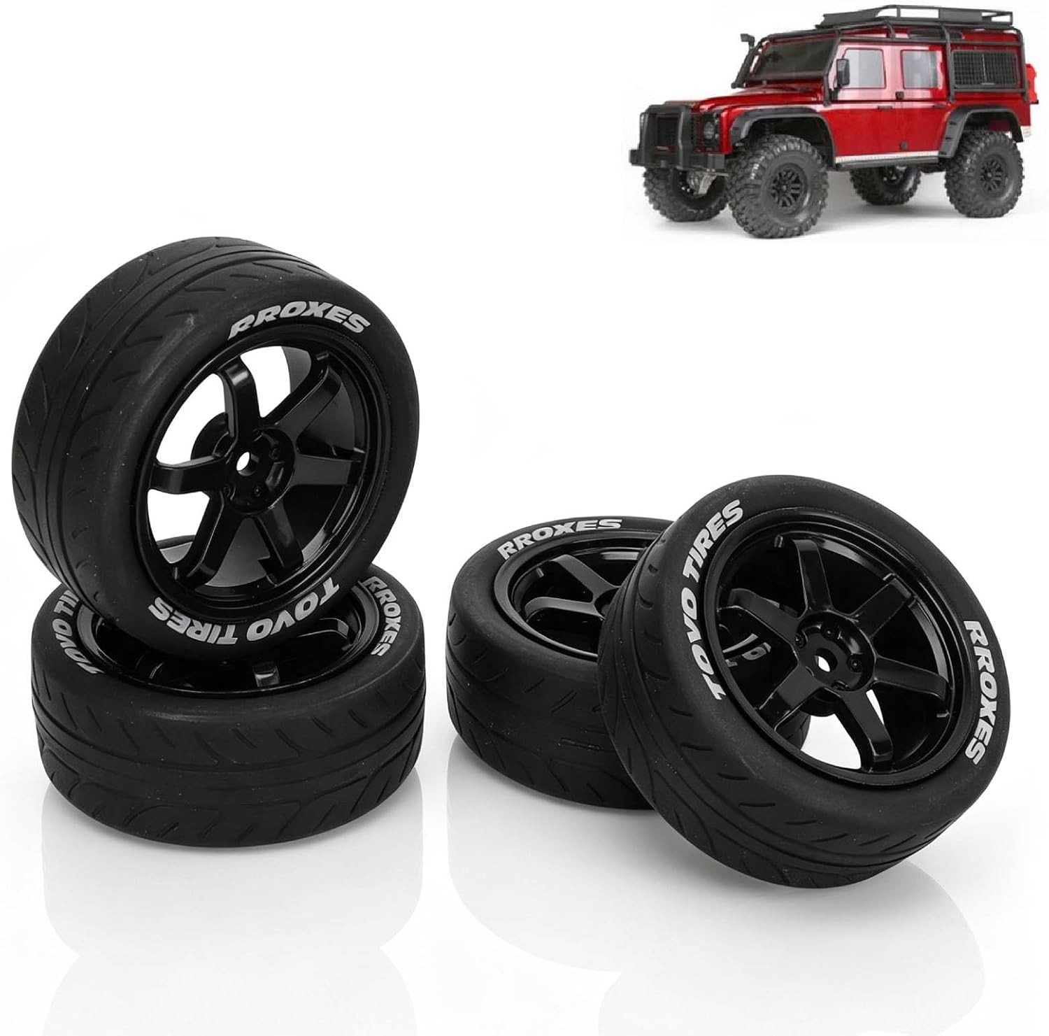 RC Wielen 1/10 Schaal, 4 Stuks Plastic Rubber met Gladde Oppervlakte, Vervangingsonderdelen voor Off Road Auto's en Trucks, Geschikt voor TT01 en TT02