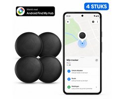 Android GPS Tracker – 4 stuks - Werkt met Google Find My App – Locatie Tracker voor Sleutels, Koffer, Fiets, Auto & Huisdier – Vervangbare Batterij – Alleen voor Android – Zwart