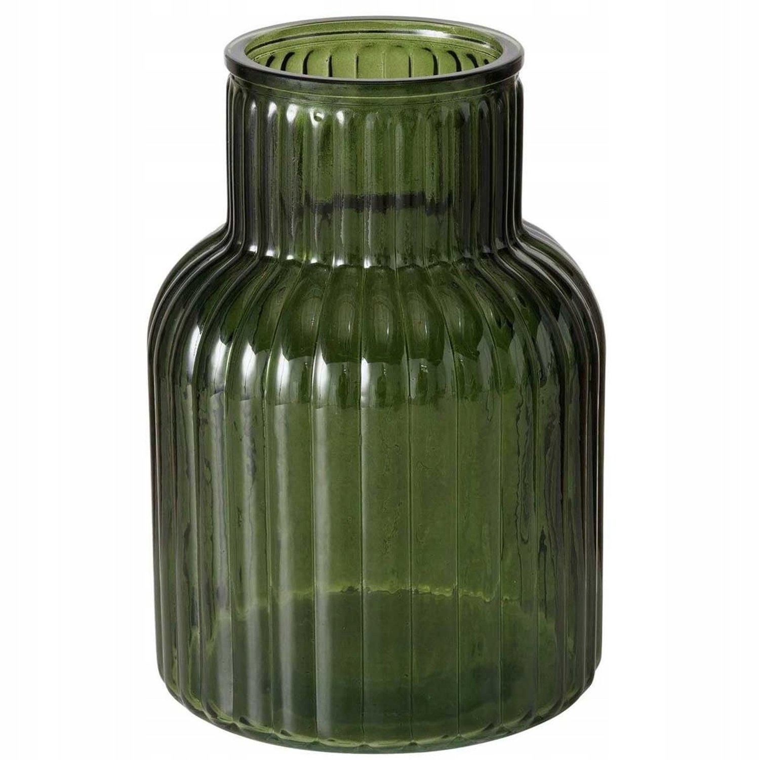 Boltze Groene Glazen Vaas 20 cm met Ribbels - Stijlvolle Bloemendecoratie