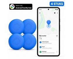 Android GPS Tracker – 4 stuks - Werkt met Google Find My App – Locatie Tracker voor Sleutels, Koffer, Fiets, Auto & Huisdier – Vervangbare Batterij – Alleen voor Android – Blauw