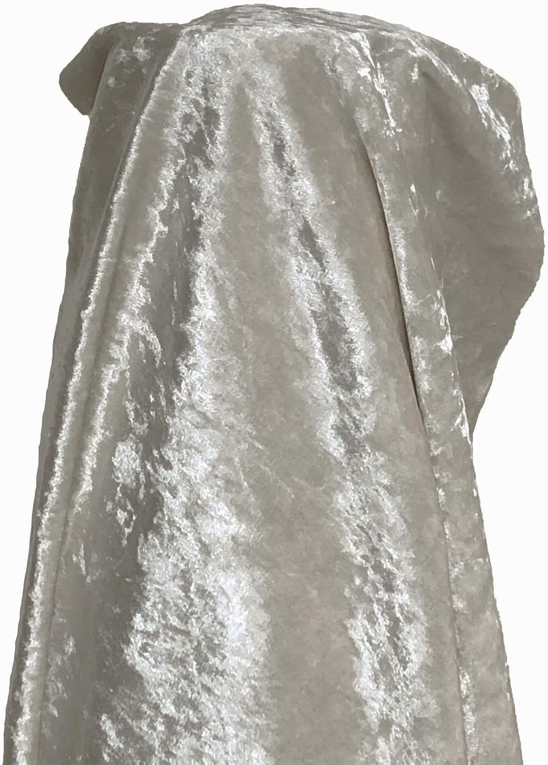 A-Express Premium Glitz Zacht Gekreukt Fluwelen Stofmateriaal Gordijnen Kussen Naaien Bekleding 140 cm Breed met Achterkant - Halve Meter 50 cm x 140 cm Parelgrijs