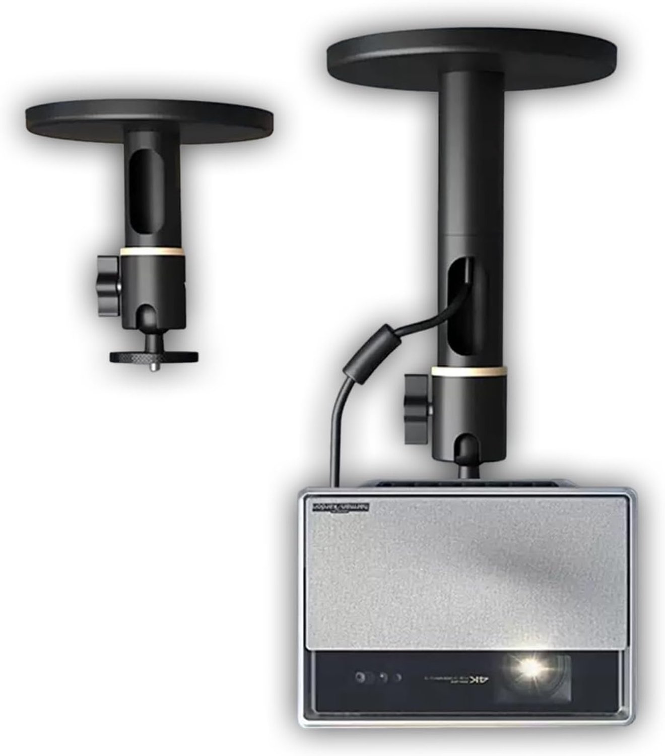 Plafondhouder en wandhouder voor beamer, universele houder, draagvermogen 10 kg, verstelbaar 15-45 cm, schroefdraad 1/4 inch, aluminium Al6063, 360° rotatie, verborgen kabel