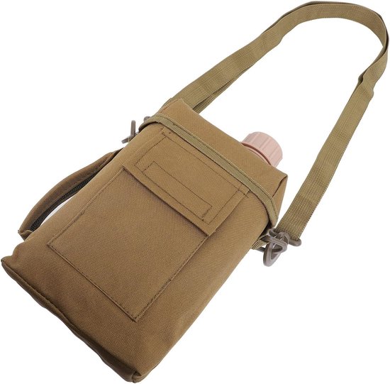 Lyrlody Heuptas voor Waterfles van 2 Liter, PVC Drinkrugzak met Verstelbare Riem, Lekvrije Fles en Opbergvak, Handsfree Drager voor Wandelen, Hardlopen, Fietsen, Reizen (Khaki) — afbeelding 5