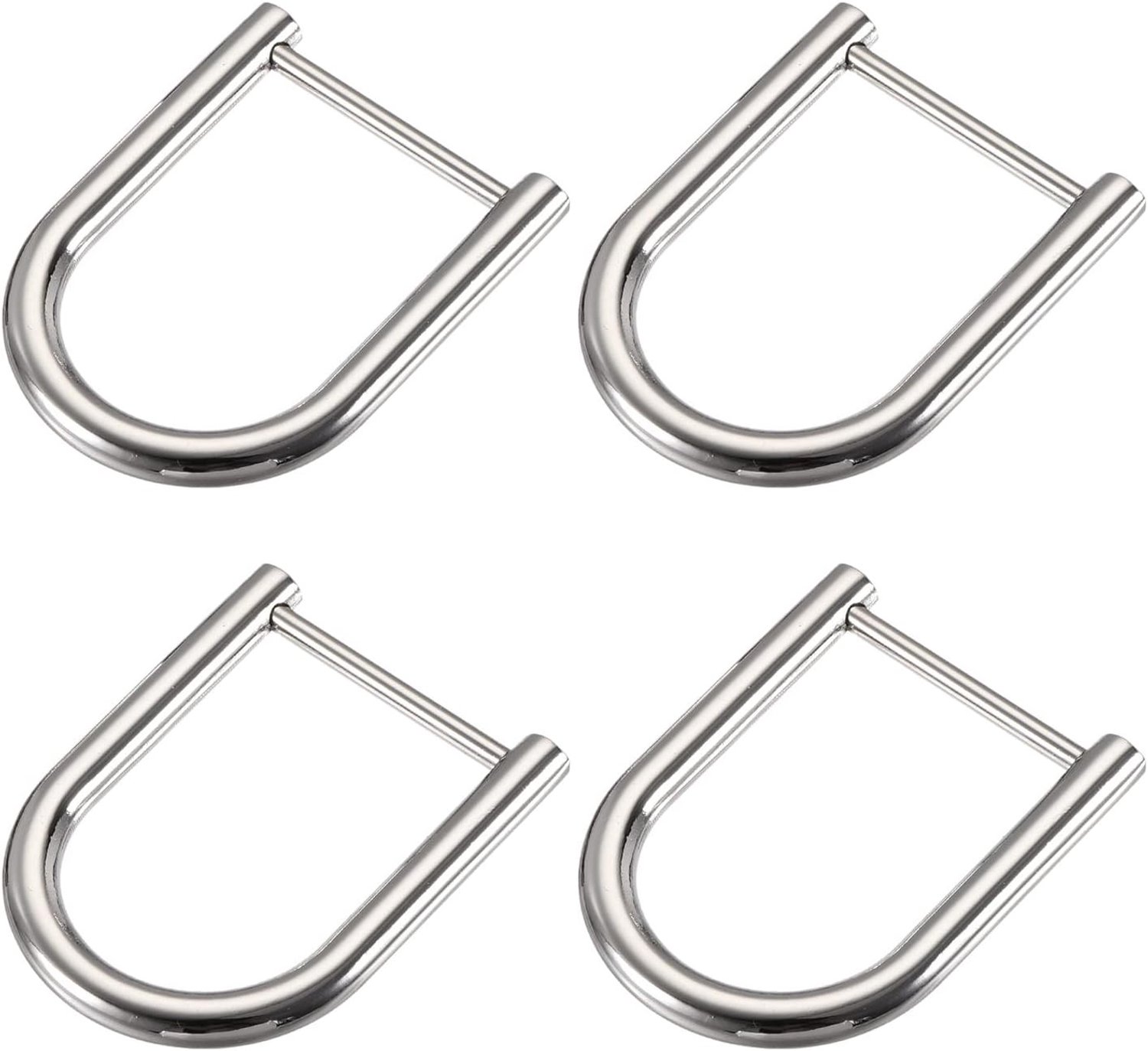 Horseshoe D-Rings 27mm - 4 Stuks, Schroef-in U-Vormige Gespen voor Sleutels, Tassen en Leren Ambachten, Zilver Kleur