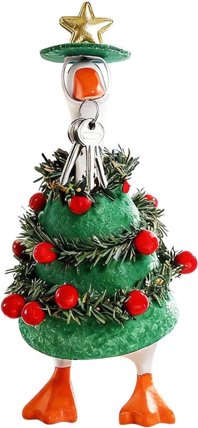 Ganzenkostuum, decoratie voor kerstbomen, terras, tuin, buitengebied