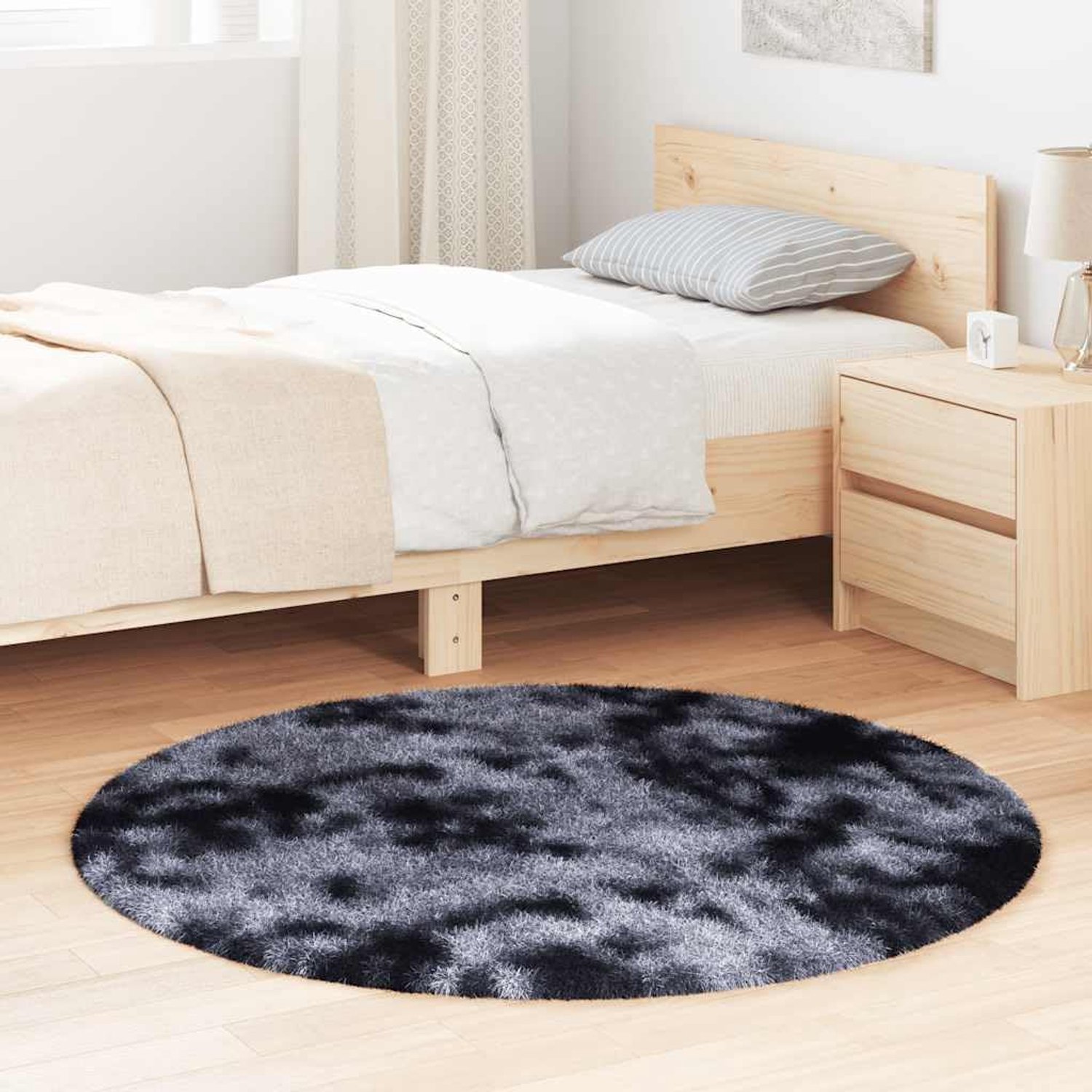 Shaggy hoogpolig tapijt NAVARRA donkergrijs 120x120 cm polyester