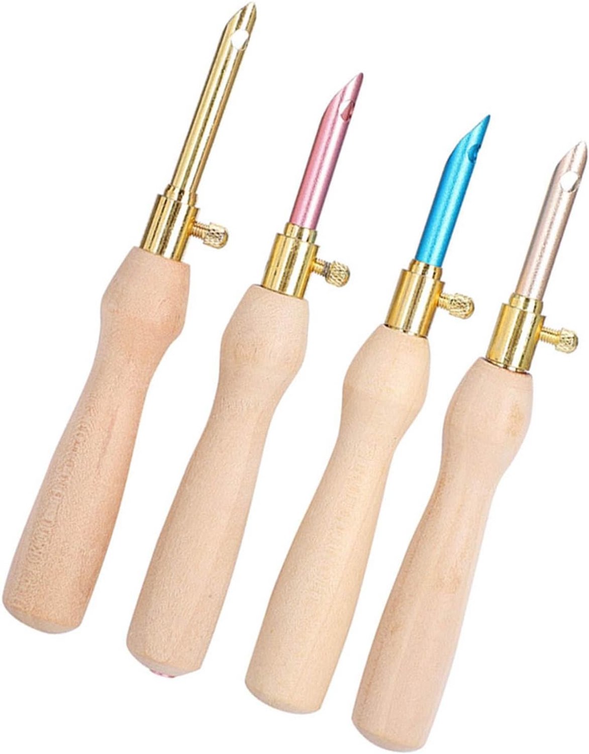 Draagbare Punchnaald Breien Borduurpennenset Duurzaam voor Doe-het-zelf Handwerk, voor Ontspanning, 4 Stuks Hout Roestvrij Staal Naaiaccessoires Beginners