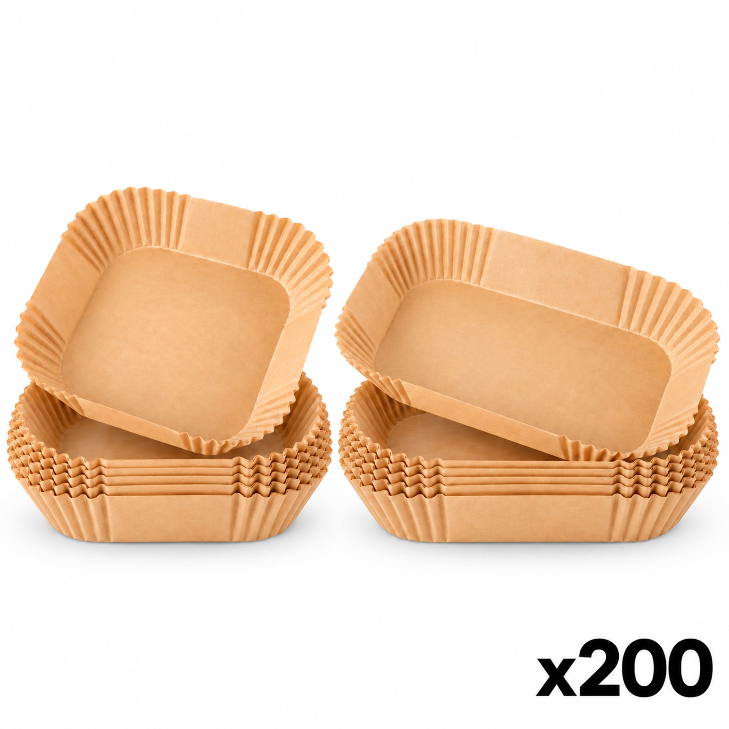 Hauskraft - Airfryer Bakpapier Bakjes - Combi Vierkant en Rechthoek - 200 Stuks