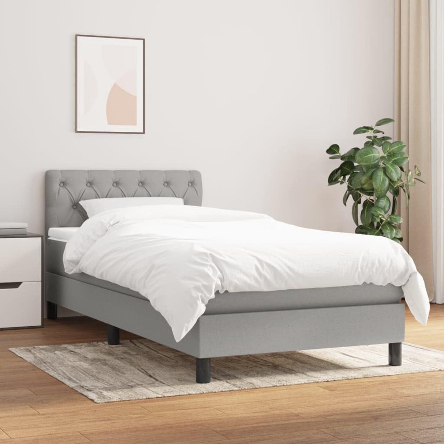 Ademend stof Verstelbaar hoofdbord Boxspring 80x200 Lichtgrijs