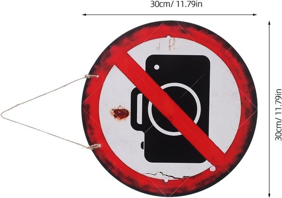 Vintage Houten Ronde No Photography Waarschuwingsbord Stevig Snel Te Monteren voor Privéclubs Restaurants Garage Decoratie Authentiek Retro Stijl Muurplaat — afbeelding 5