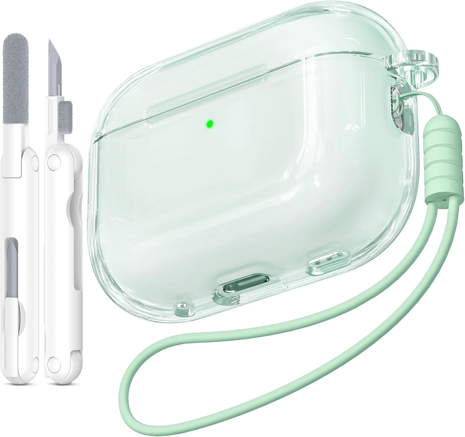 Transparante groene hoes voor AirPods Pro 3, schokbestendig en krasbestendig ontwerp