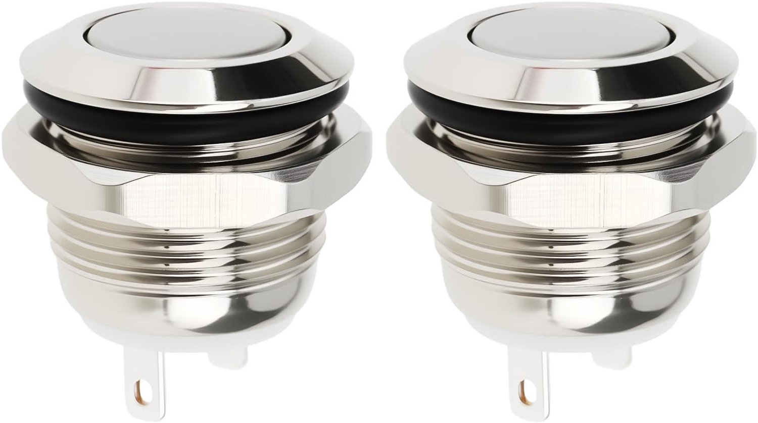 Momentary drukknop schakelaar 12 mm - roestvrij staal IP67 - 2 pack voor precisie bediening - ShopVlot