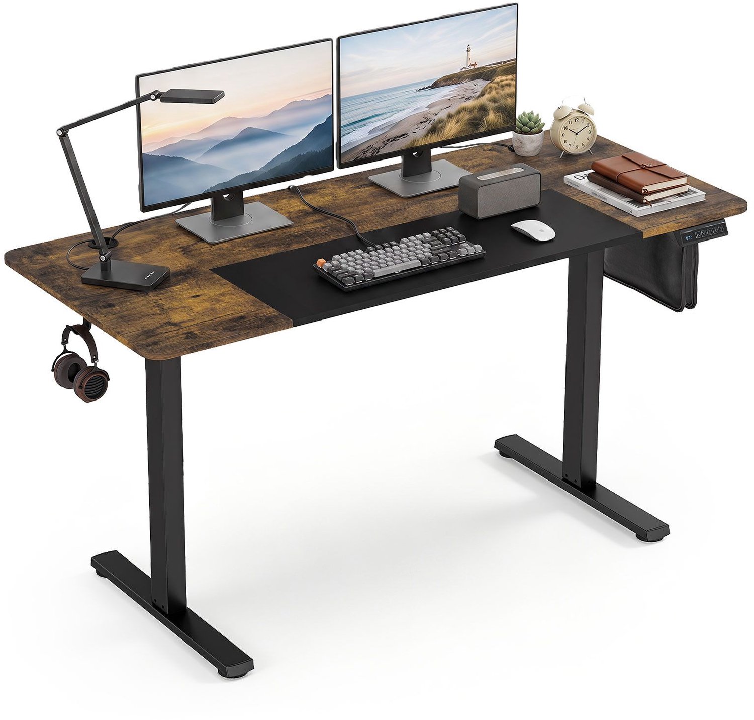 SureDeal® - Bureau - Lange Verstelbare Tafel - 140x60x72 cm - Koffiebruin