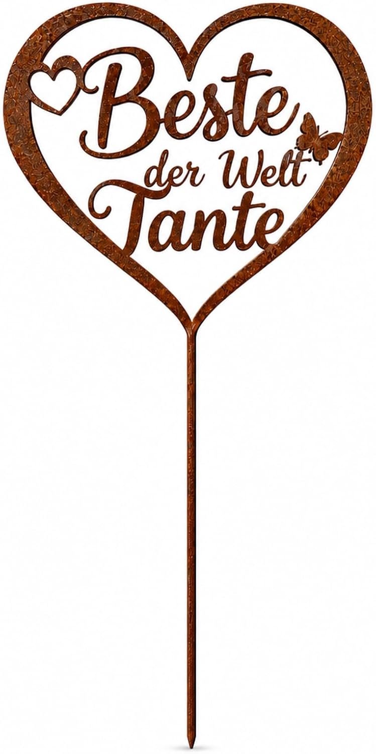 Roeststeker hart 31x13cm - metalen bloemsteker - liefdevolle boodschap - decoratie voor bloempotten - Homevero