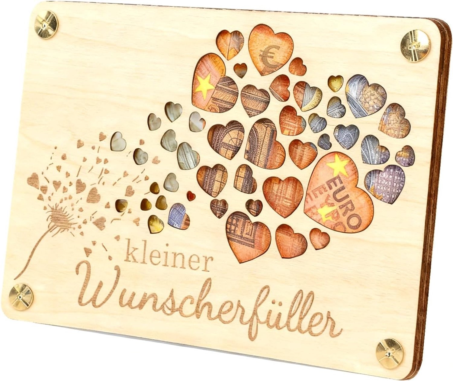 Houten Kaartenhouder met Hartpatroon, Creatieve Oplossingen voor Geld en Cadeaus voor Mannen en Vrouwen