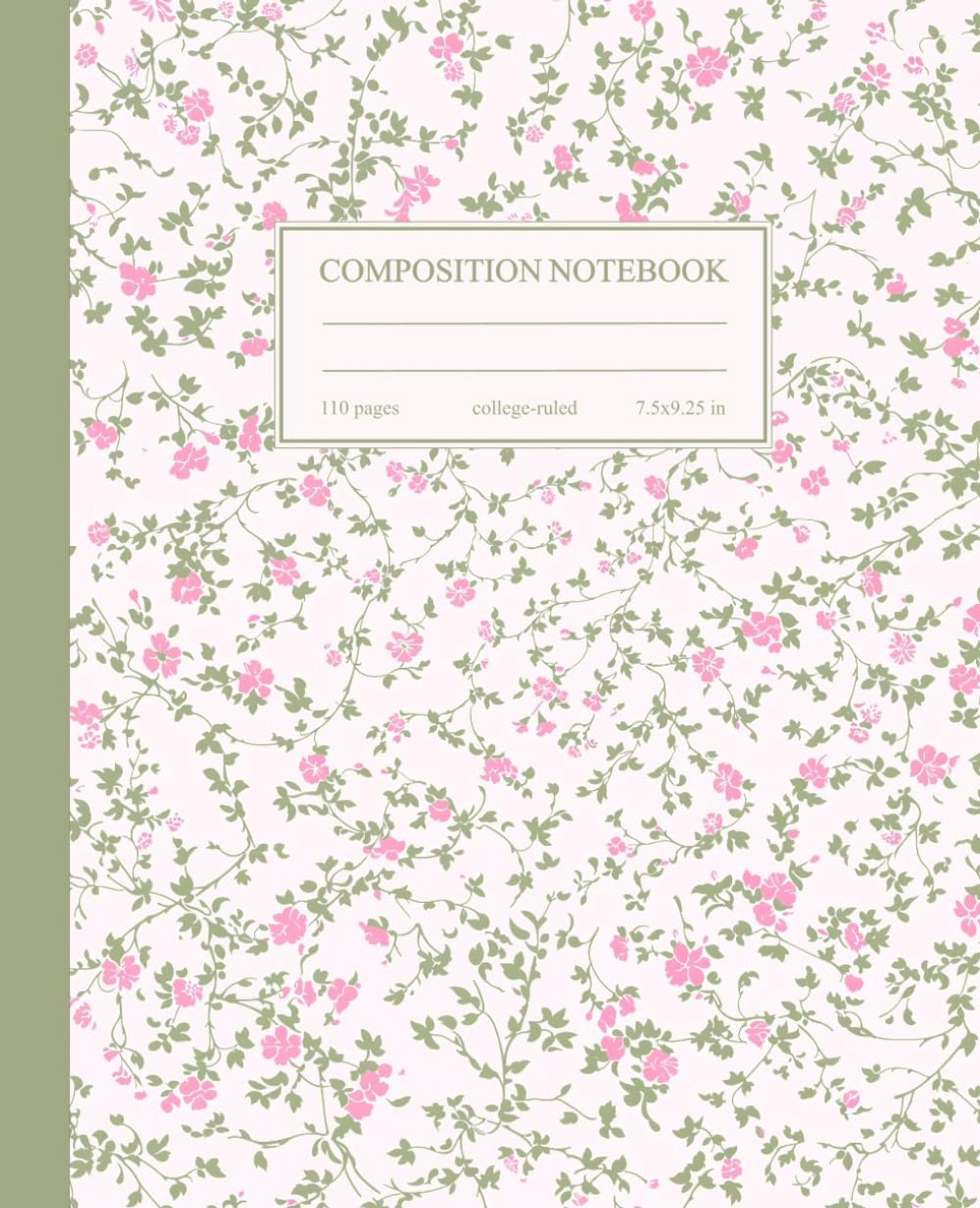 Composition Notebook College Ruled: Vintage Pink Flowers Botanical Illustration - ShopVlot
