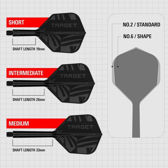 Target K-Flex Patterned Black NO6 - Dart Flights — afbeelding 2