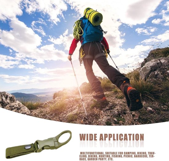 Fles Opknoping Gesp Clip - Riem Opknoping Fles Gesp | Draagbare Bergbeklimmen Waterfles Klem Hanger | Riem Gesp Nylon Opknoping Clip | Quickdraw Karabijnhaak Dragerklem voor Camping, Wandelen — afbeelding 5