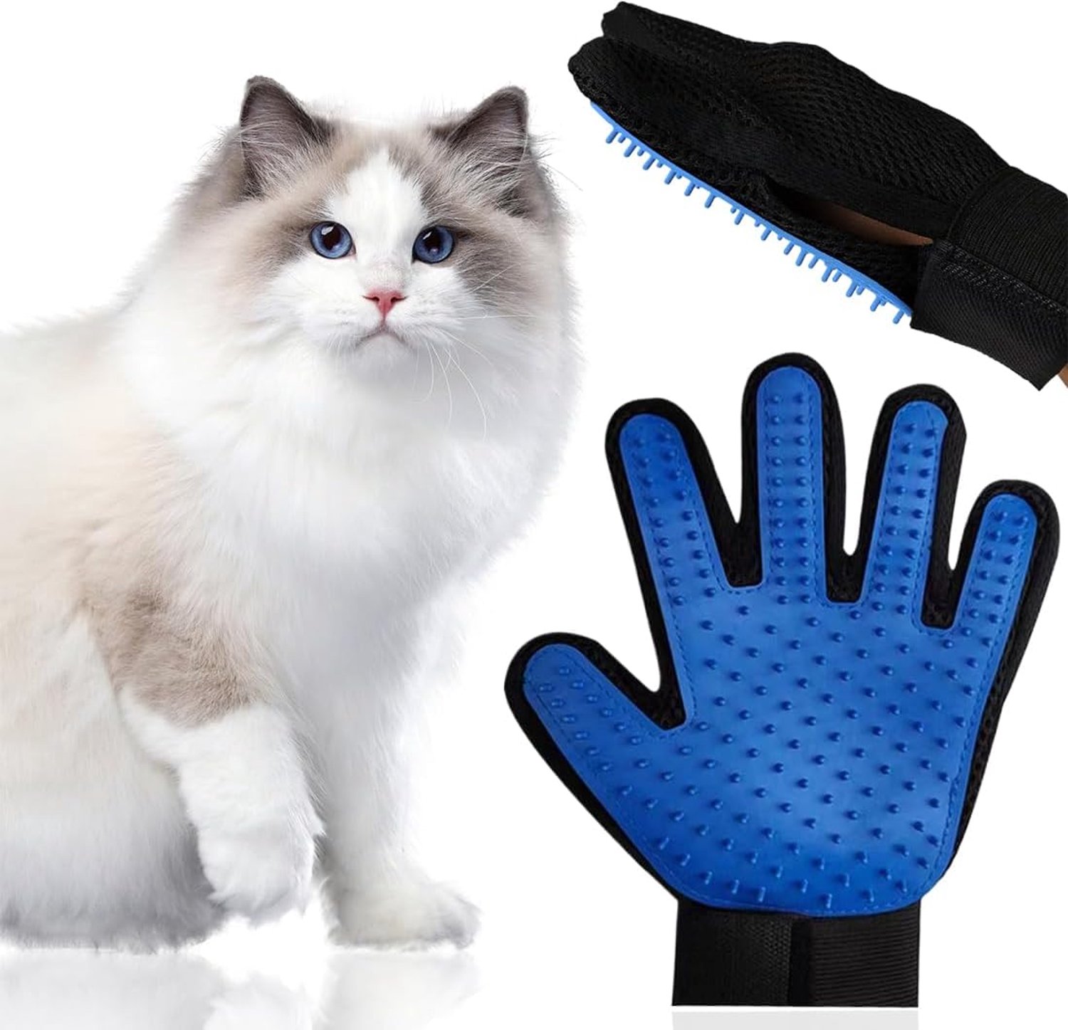 1 paar handschoenen voor vachtverzorging van honden, katten en konijnen, handschoen voor katten, verzorgingshandschoenen voor katten, voor het verwijderen van dierenharen, rustgevende werking