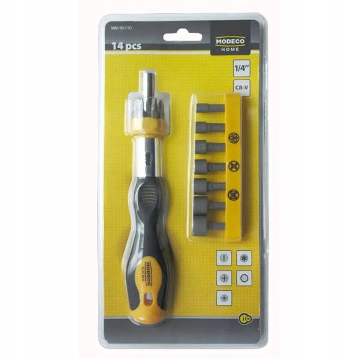 Multiwkrętak met 13 delen: bits & doppen, ratel, ergonomisch