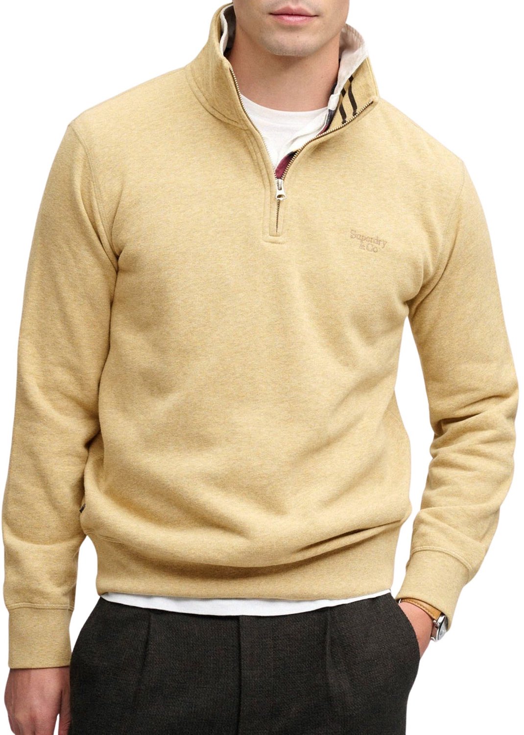 Superdry Essential Serif Half Zip Sweater Heren Beige