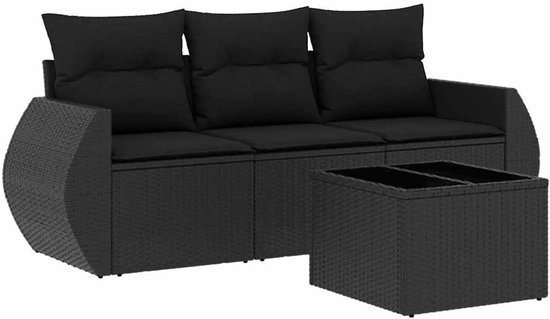 Poly rattan waterbestendig model 4 delig Zwart — afbeelding 3
