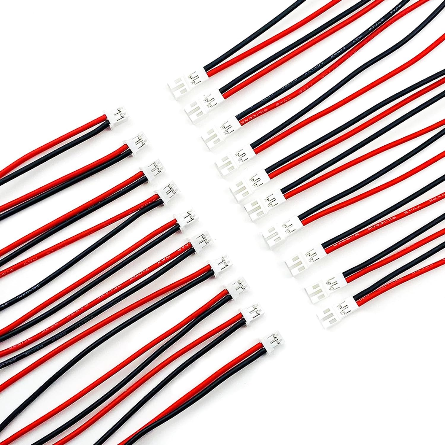 10 paar zachte siliconen JST-PH 2.0 mannelijke en vrouwelijke connectorkabel 10 cm voor batterij JJRC H36 H67 Blade Inductrix E010