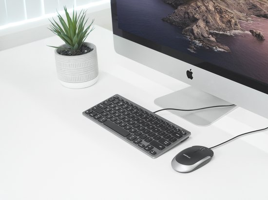 Macally UCASLIMKEYCSG Compact bedraad USB-C en USB-A toetsenbord voor Apple Mac en iPad - Zwarte toetsen - U.S. Engels (QWERTY) layout — cadeau in Elektronica - foto 4