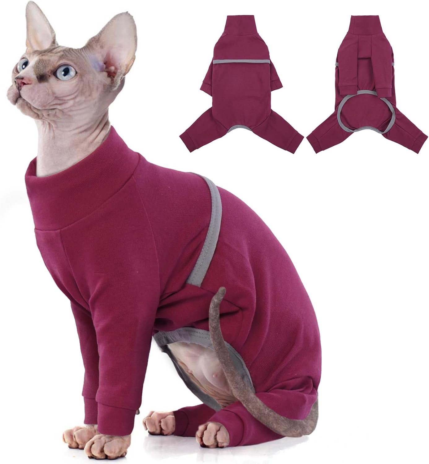 Sphynx Kattenkleding, ademende zachte kattentruien alleen voor katten, kattenjas met vier poten, kattenshirt, warme kattentruien, kattenpyjama, jumpsuit, vest voor Sphynx, Cornish Rex, Devon