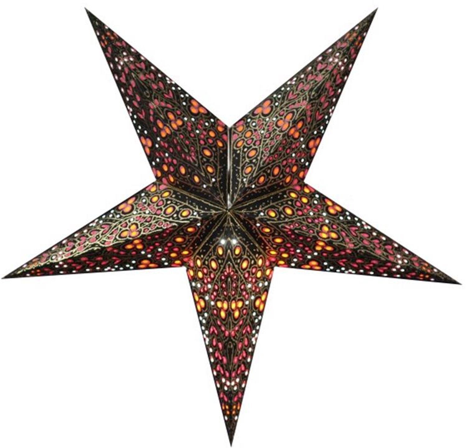 Floz Design luxe kerstster - zwart met kleurmix - papier - 60 cm - fairtrade uit India