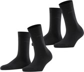 Esprit Basic Easy 2-Pack drukvrije comfort tailleband katoen multipack sokken dames zwart - maat 39-42
