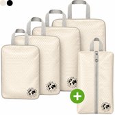 LunaGood® Packing Cubes Compression - 5-delig - Ultra lichtgewicht - Beige