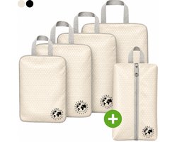 LunaGood® Packing Cubes Compression - 5-delig - Ultra lichtgewicht - Beige