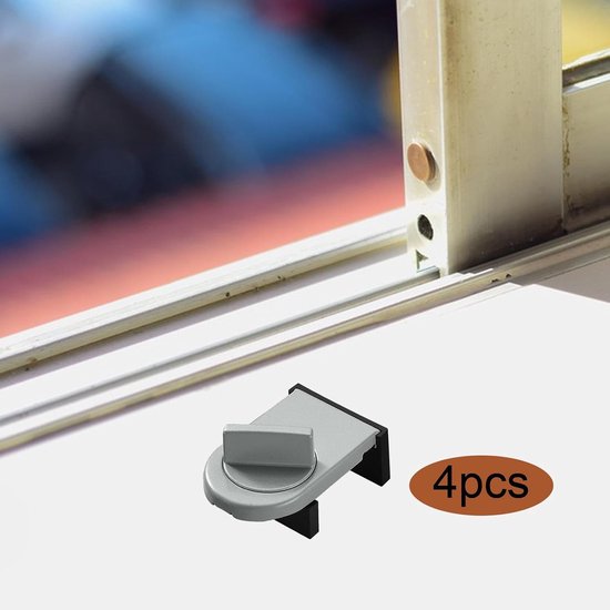 4 Stuks Schuifraam Lock Stopper voor Slaapkamer, Zilver 4x6x2.2cm — afbeelding 2