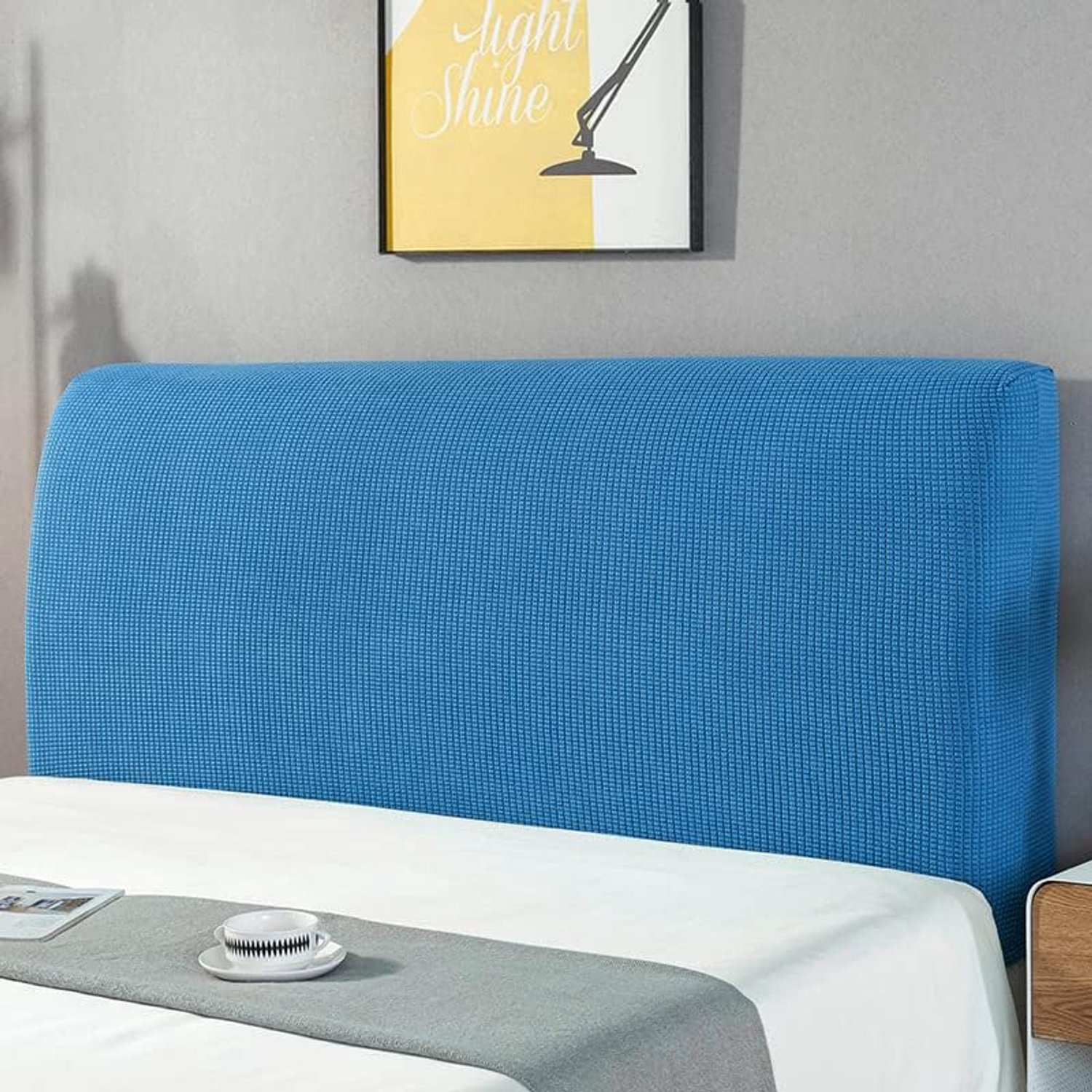 1 stuk wasbare all-inclusive pluche stof elastische nachtkastje stofhoes voor slaapkamer decoratie zachte nachtkastje stofbescherming hoes 2,2 m lang (blauw)
