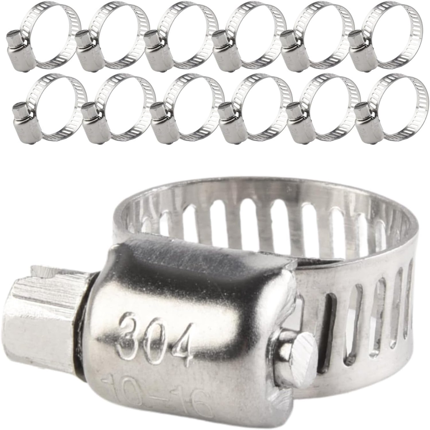 Slangklemmen 10-16 mm - 12-delige set roestvrij staal - verstelbare schroefklemmen - geschikt voor tuinslangen - ShopVlot