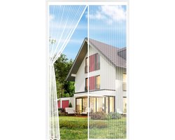 Auxmir, Magnetisch muggennet, 100 x 210 cm, gordijn tegen insecten, voordeur, terrasdeur, luchtdoorlatend, automatische sluiting met 28 magneten, wit