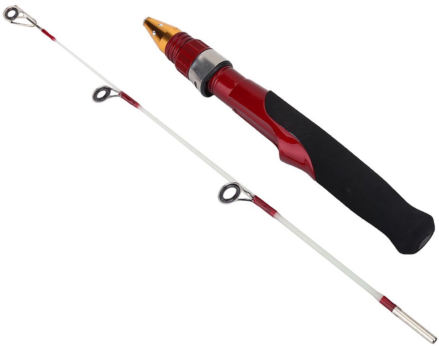 Dioche Mini-hengel, 50 cm lichtgewicht 2-delige winter ICE harde visgarnalenhengel, garnalen, ijsvissen, opvouwbaar, telescoopstang, tas voor ijsgarna
