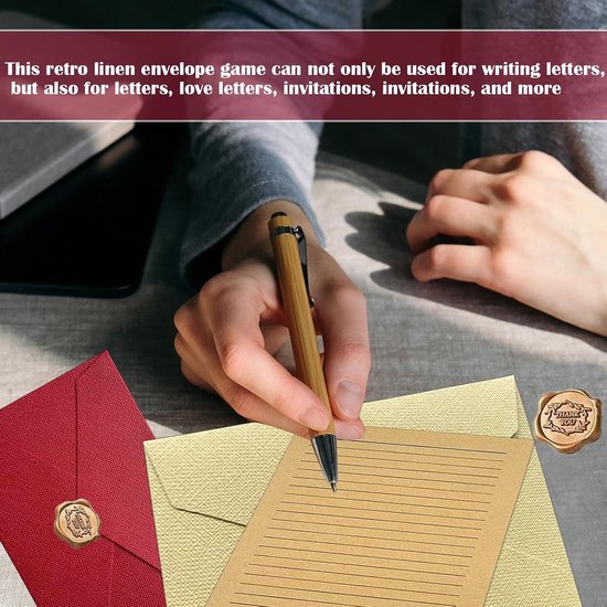 Vintage A5 briefpapier set met 6 enveloppen en postzegels – zelfklevend oud stijl schrijfpapier voor brieven, uitnodigingen, bruiloften, kaartjes — afbeelding 5