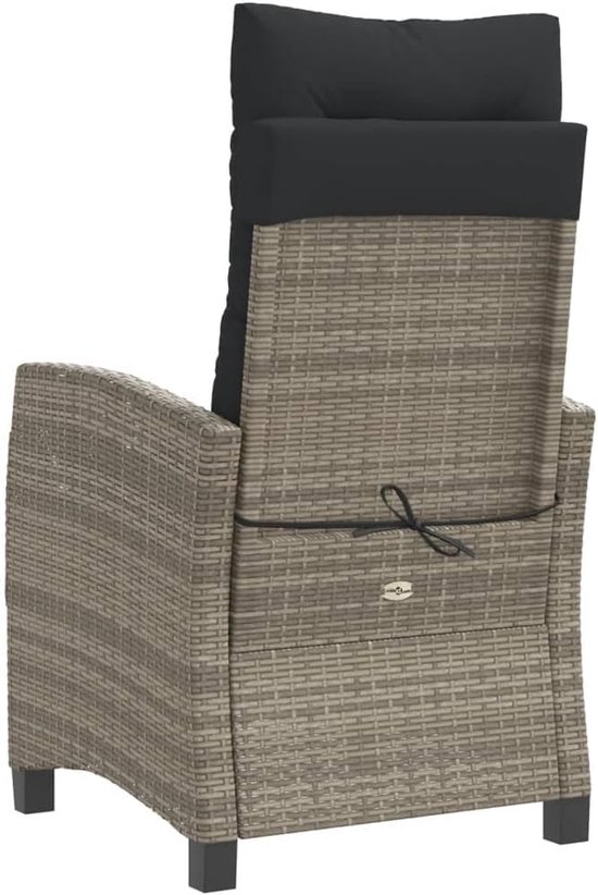 Poly rattan verstelbare rugleuning bistroset grijs 3 delig — afbeelding 5