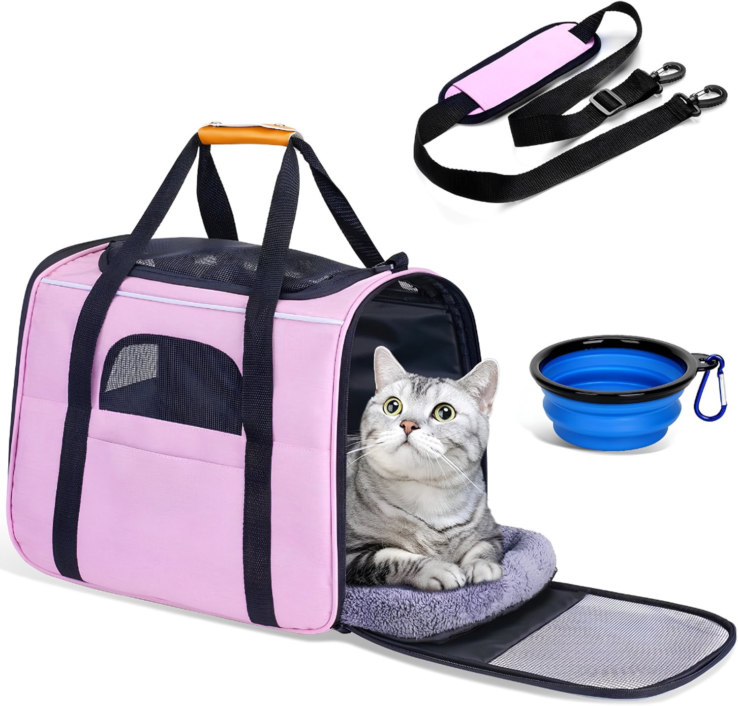 JCP® Reisbench - Reisbench Hond - Reistas voor Kat of Hond - Roze - 44cm x 31cm x 34cm