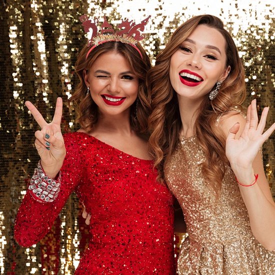 9 Stuks Delige Nieuwjaarsfeest Haarband Lichte Stijlvolle Accessoires in Goud Rood Perfecte Fotoprops voor Oudejaarsavond Feestelijke Vieringen — afbeelding 2